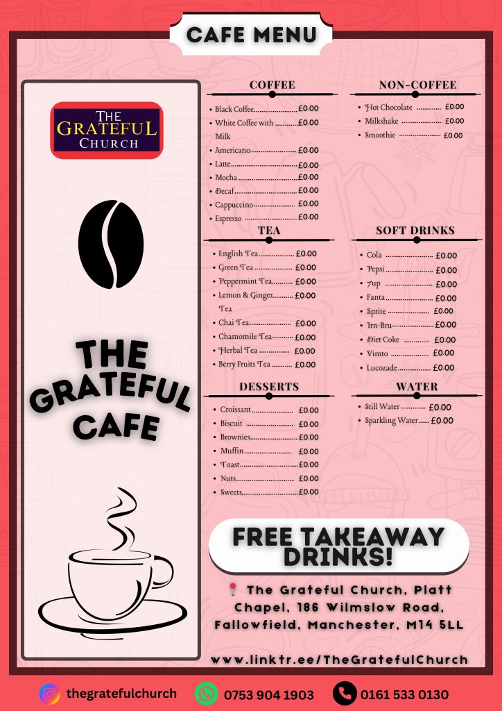 Grateful Cafe Menu List